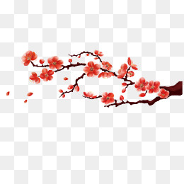 红色梅花中国风花卉贺卡海报psd元