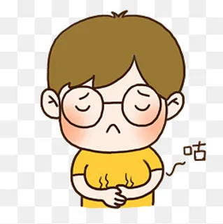 手绘可爱眼镜男孩饿了肚子叫表情,免抠元素