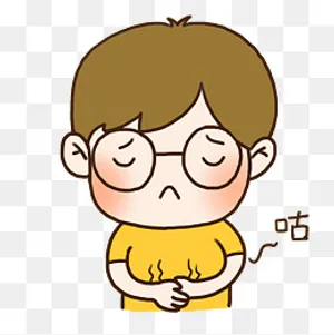 手绘可爱眼镜男孩饿了肚子叫表情,免抠元素