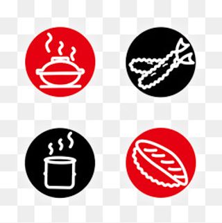 红黑色日本料理图标,免抠元素