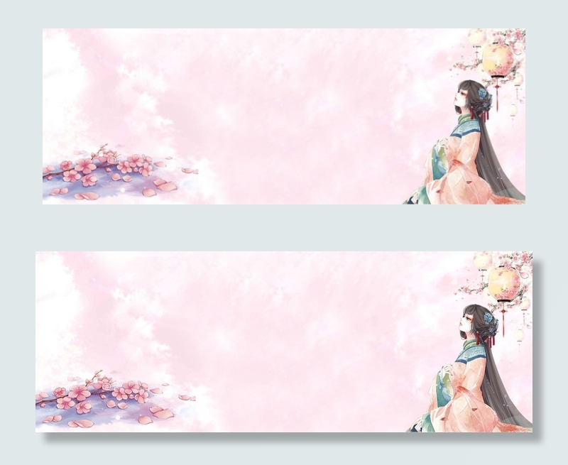 粉色优美古风美女背景背景图片素材,背景元素