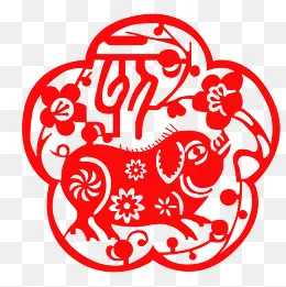 猪年喜庆红色剪纸矢量免抠图,免抠元素(2000*2000px)ai矢量模版下载