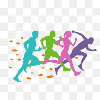 彩色跑步运动健身,免抠元素