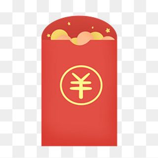 卡通可爱金币黄色红包,免抠元素