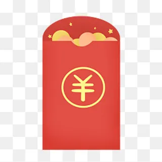 卡通可爱金币黄色红包,免抠元素