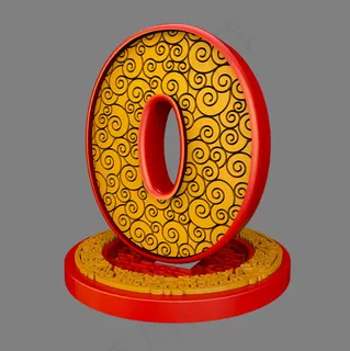 中国风喜庆云纹立体炫酷倒计时数字0