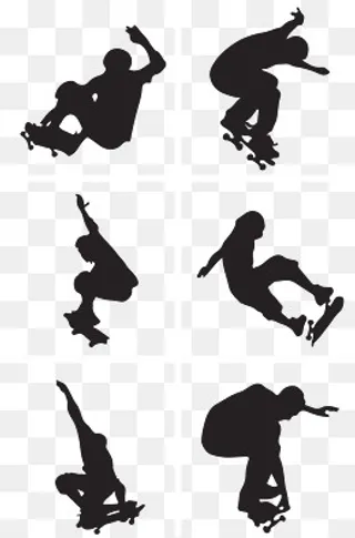 轮滑运动动态剪影,免抠元素