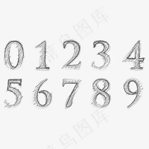 手绘黑色线条钢笔创意艺术数字(2480*1908px)psd模版下载