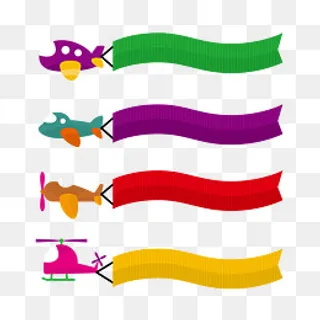 矢量可爱彩色卡通飞机横幅文本框,免抠元素