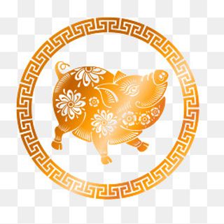卡通中国风猪年剪纸设计,免抠元素