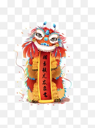 舞狮舞龙春节中国风,免抠元素