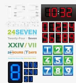 数字时钟文字设计矢量