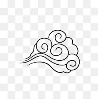 黑白线条形状祥云