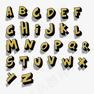 菜鸟图库可爱卡通字母26个英文字母