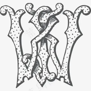 W斑点矢量字母组合