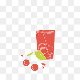 夏天卡通草樱桃汁清凉矢量图,免抠元素
