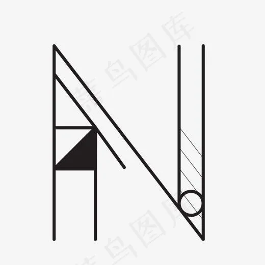 抽象几何线条英文字母N(2001*2001px)ai矢量模版下载