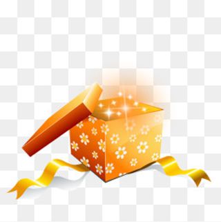 橙色发光礼盒,免抠元素