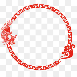 红色锦鲤贴花边框,免抠元素