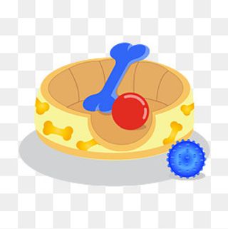 矢量手绘卡通狗食盆,免抠元素