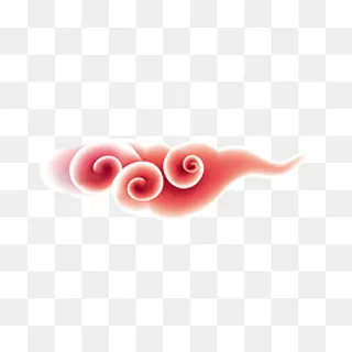 手绘红色祥云元素,免抠元素