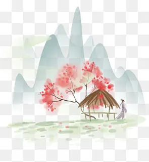 赏春踏春的古代少女,免抠元素