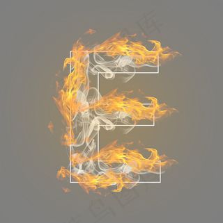 炫酷火焰烟雾光效字母E