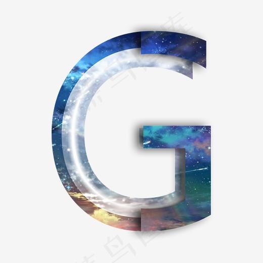 创意星空蓝色立体字母G艺术字