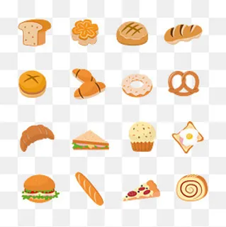 手绘卡通面包,免抠元素