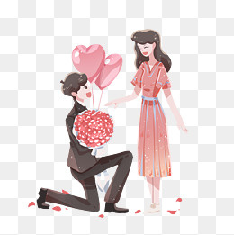 情人节求婚人物插画