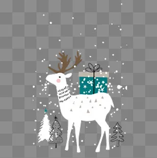 圣诞节矢量手绘麋鹿元素,免抠元素