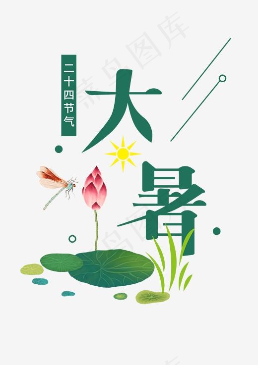 二十四节气大暑创意字体,免抠元素艺术字(2480*3508px)psd模版下载