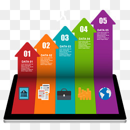 彩色箭头统计图矢量