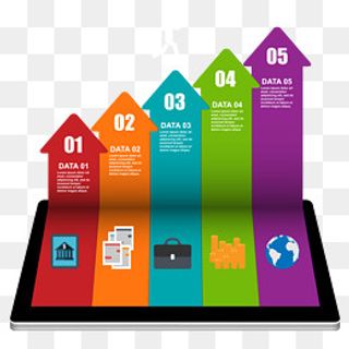 彩色箭头统计图矢量