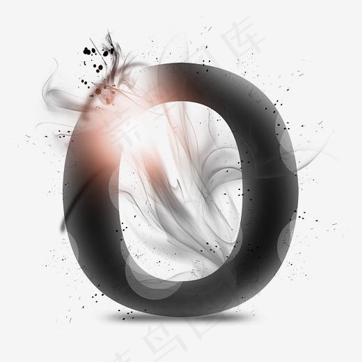 透明水墨艺术字母O(3000*3000px)psd模版下载
