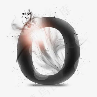 透明水墨艺术字母O