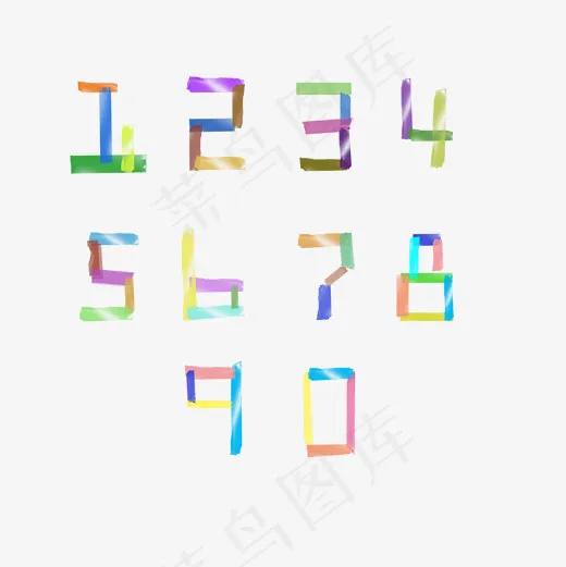 菜鸟图库贴纸风格免扣数字(2000*2000px)psd模版下载