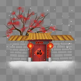 中国风新年传统中式大门,免抠元素(6588*5802px)psd模版下载