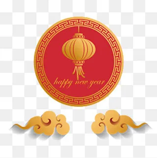 新春元旦灯笼中国红近云PNG装饰,免抠元素