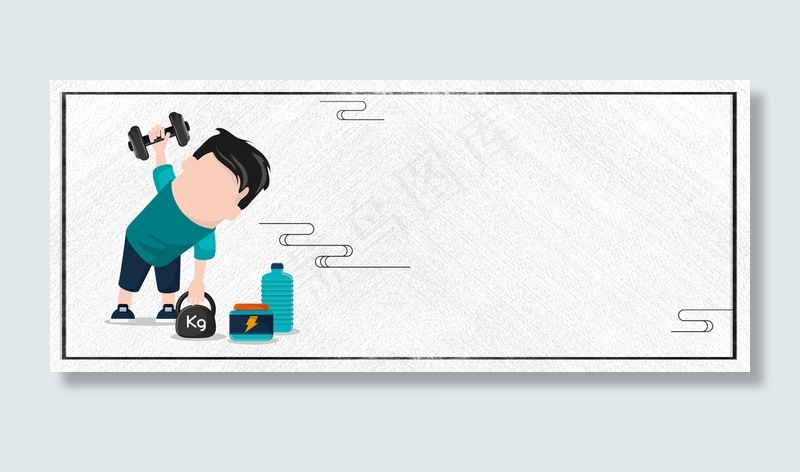 运动举重卡通蓝色背景图片素材,背景元素