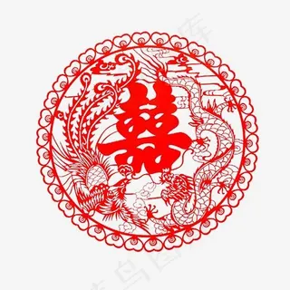 红色双喜婚庆艺术字,免抠元素艺术字