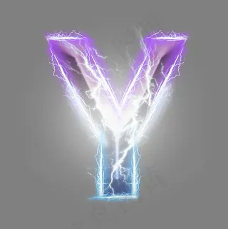 炫酷紫色蓝色闪电字母Y