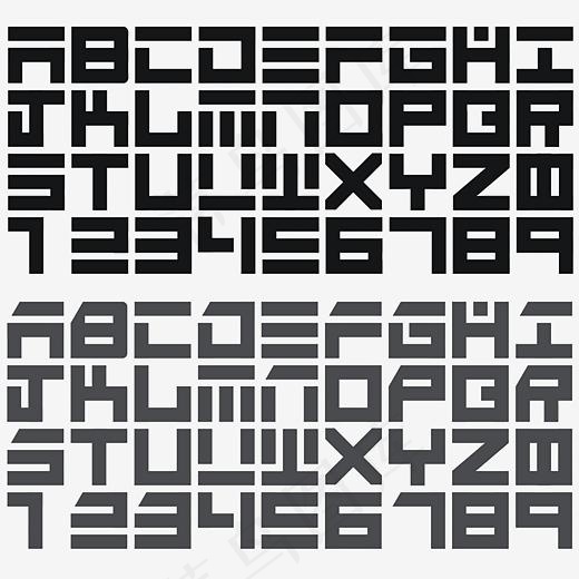 现代黑色科技感英文字体样式(3250*3046px)