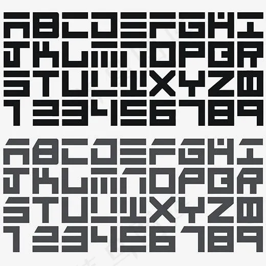 现代黑色科技感英文字体样式(3250*3046px)