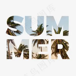 创意英文风格SUMMER艺术字设计矢量图案