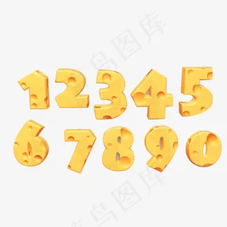 奶酪可爱风格卡通数字