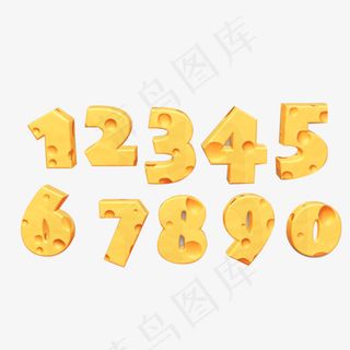 奶酪可爱风格卡通数字