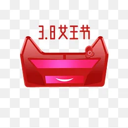 3.8女王节科技猫头红色电商电脑和,免抠元素(2000*2000px)