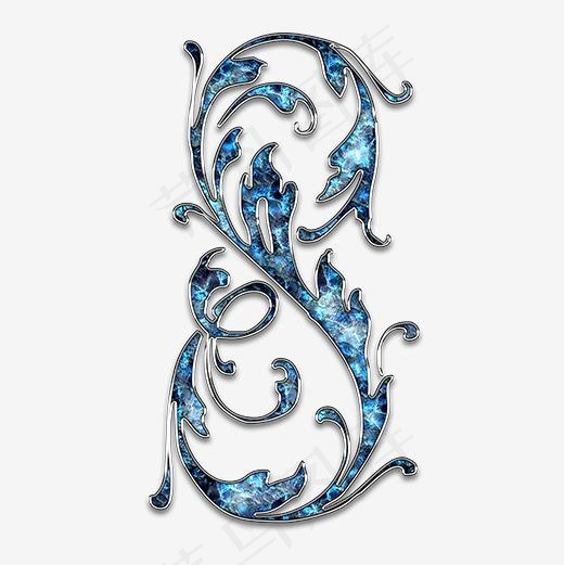 蓝色晶莹装饰花卉数字8