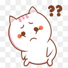 卡通猫咪疑惑表情形象,免抠元素